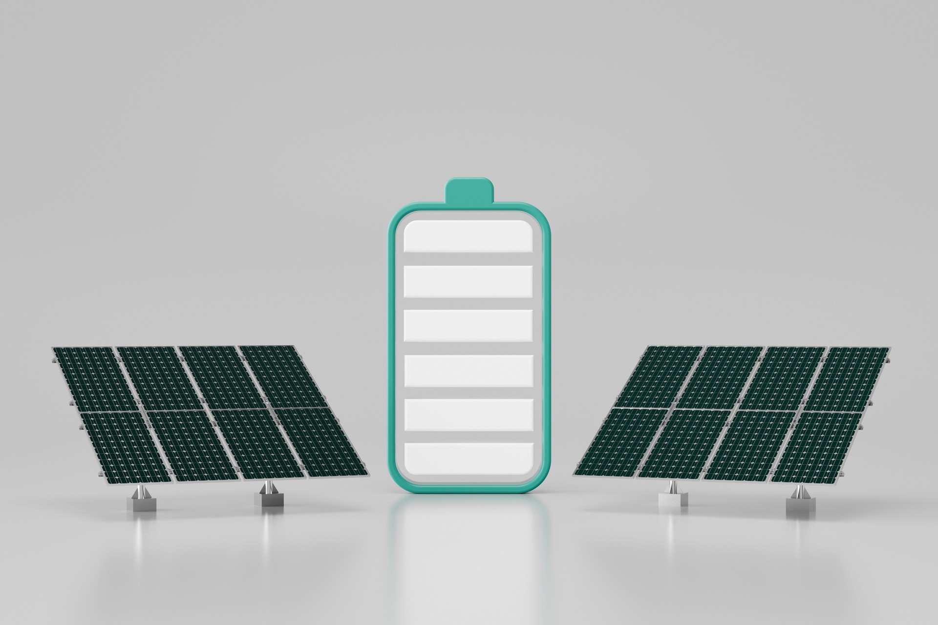 Battery with Solar Panel, Green Technology and Sustainability Concept